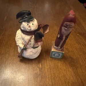 Festive Snowman and Santa Figurine Set handmade